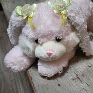 Walmart 2005 Floppy Pink Bunny Rabbit Plush Polka-dot Green Ears Stuffed Animal
